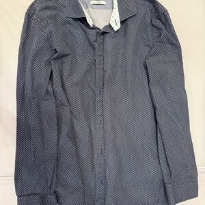 Ted Baker London Navy Micro Dot Slim Fit Button Up Shirt 16.5 / 32–33